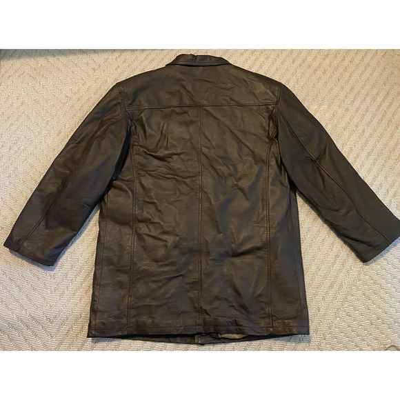 Vtg Haband Executive Division Jacket Mens Size Large 90's Brown Leather Coat - Picture 5 of 13